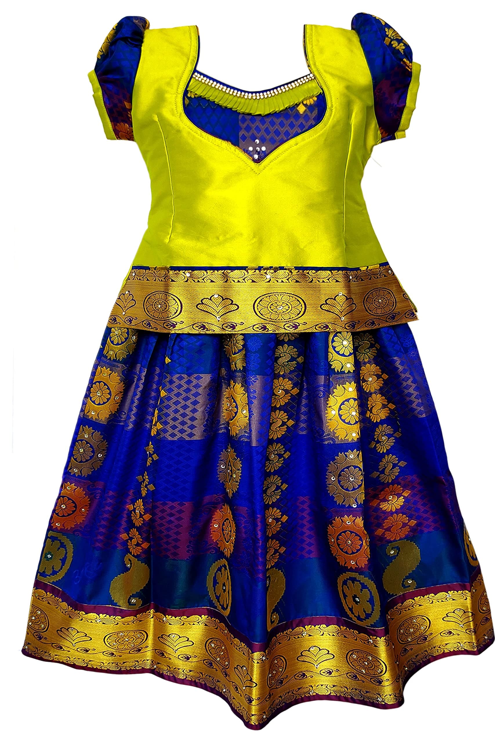 SR Baby Girls Silk Readymade Lehenga Choli (SNEHA READYMADES 102_Lime Green_12 Months-18 Months)