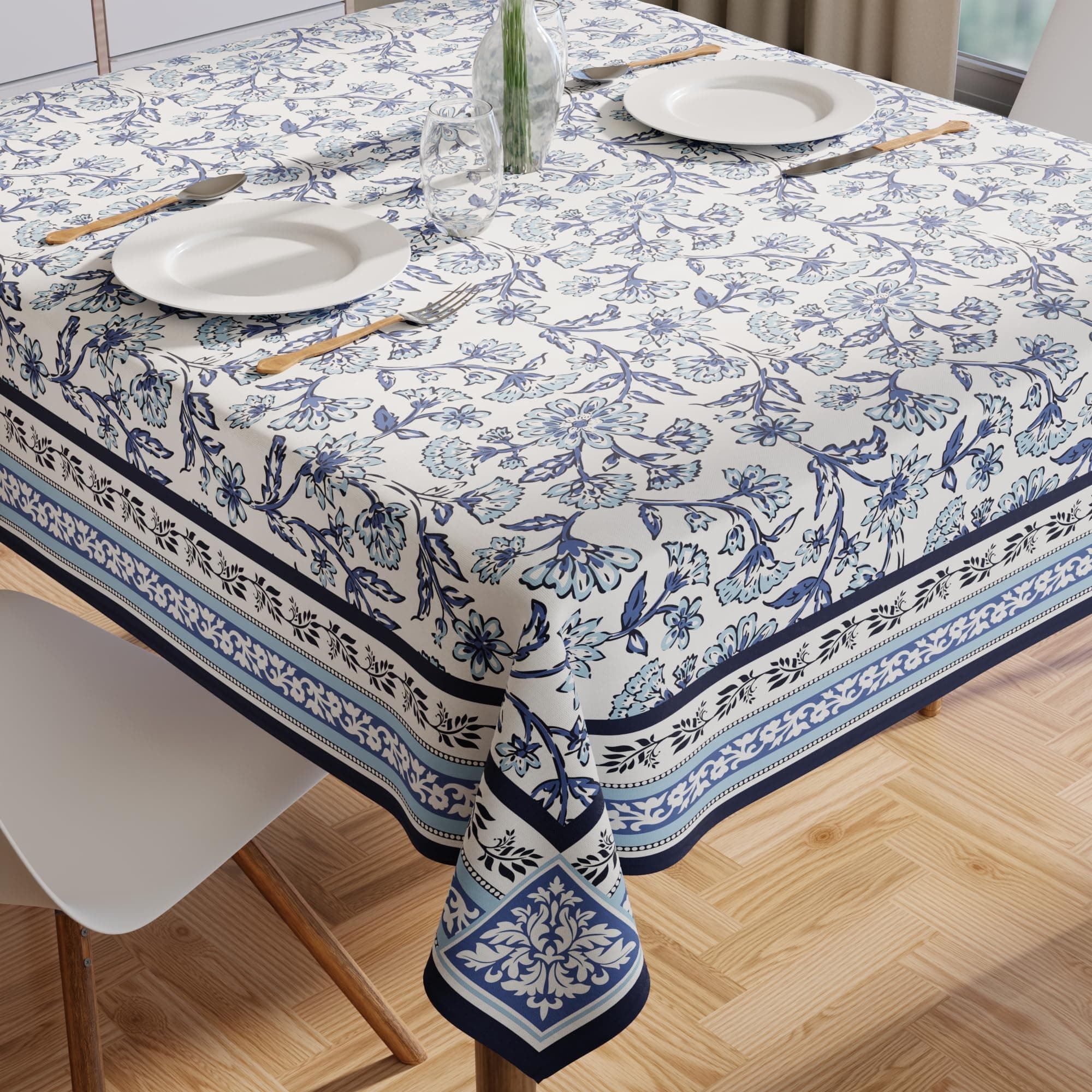 Encasa XO Polyester Dining Table Cover | Water Repellent Heavy Table Cloth