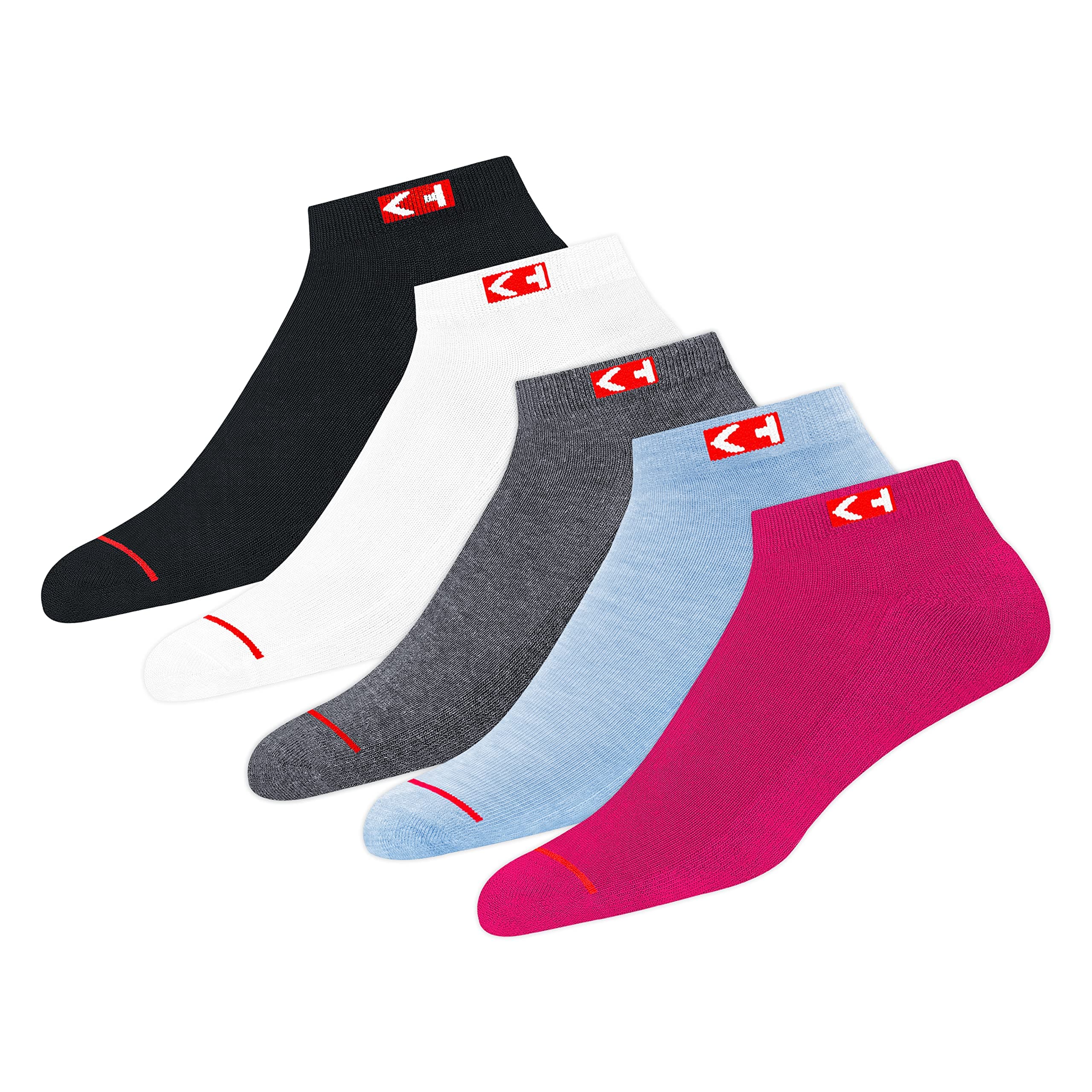 KOPNHAGN Women's Ankle Length Cotton Socks (Pack Of 5) (KP-WBX-50_Multicolour)