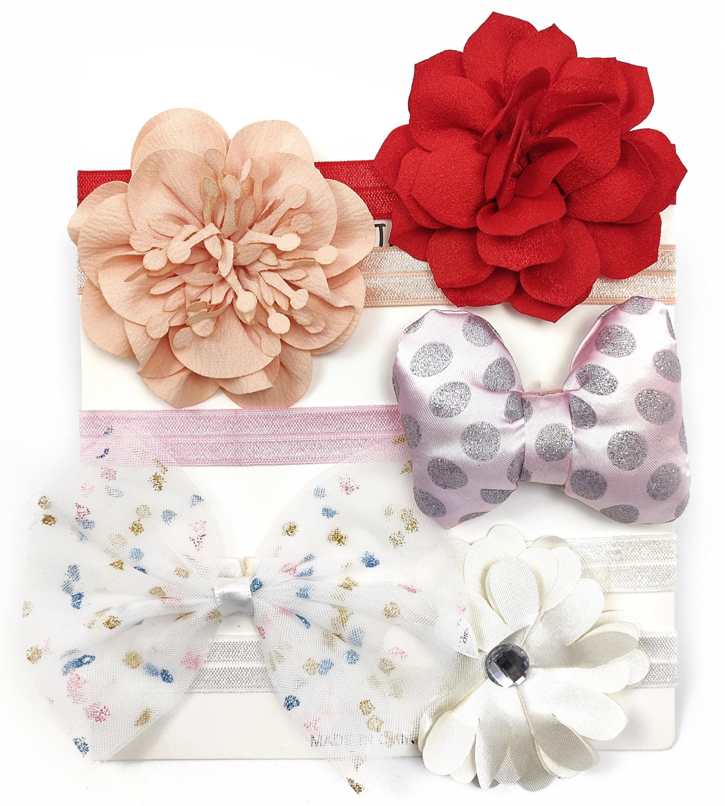 ANNACREATIONS Premium Designer Soft Flower Bow hairband Headband Hair Accessories for Baby Girls Pack of 5 Pcs (Multicolor)
