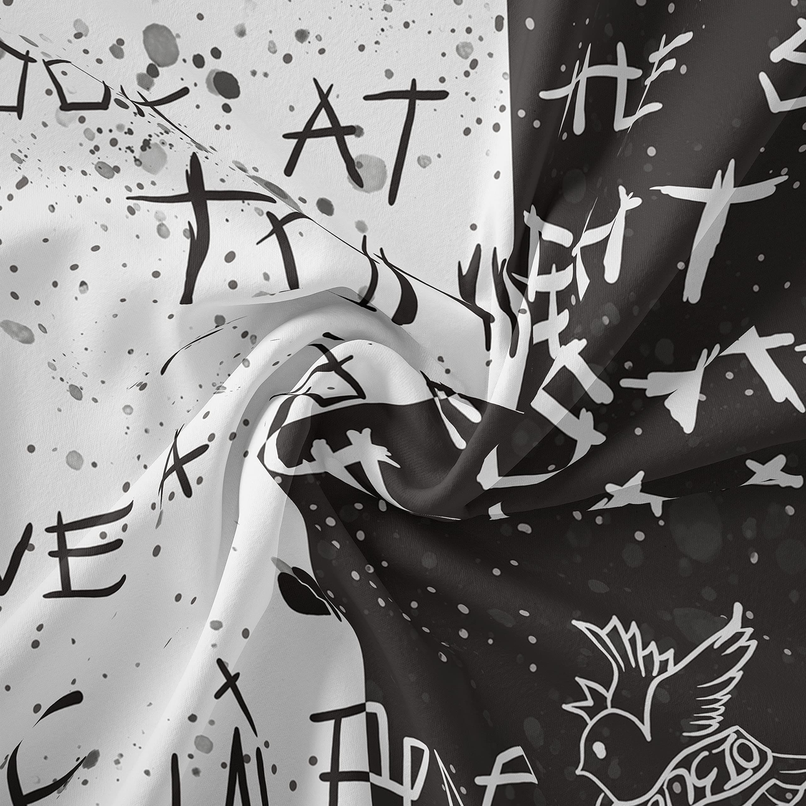 LWZAYS Rapper Wall Tapestry Lil Peep Tapestries Juice Wrld Black and White Star Tapestry for Bedroom Dorm Hip Hop Home Decorations Wall Hanging 60'' X 50''