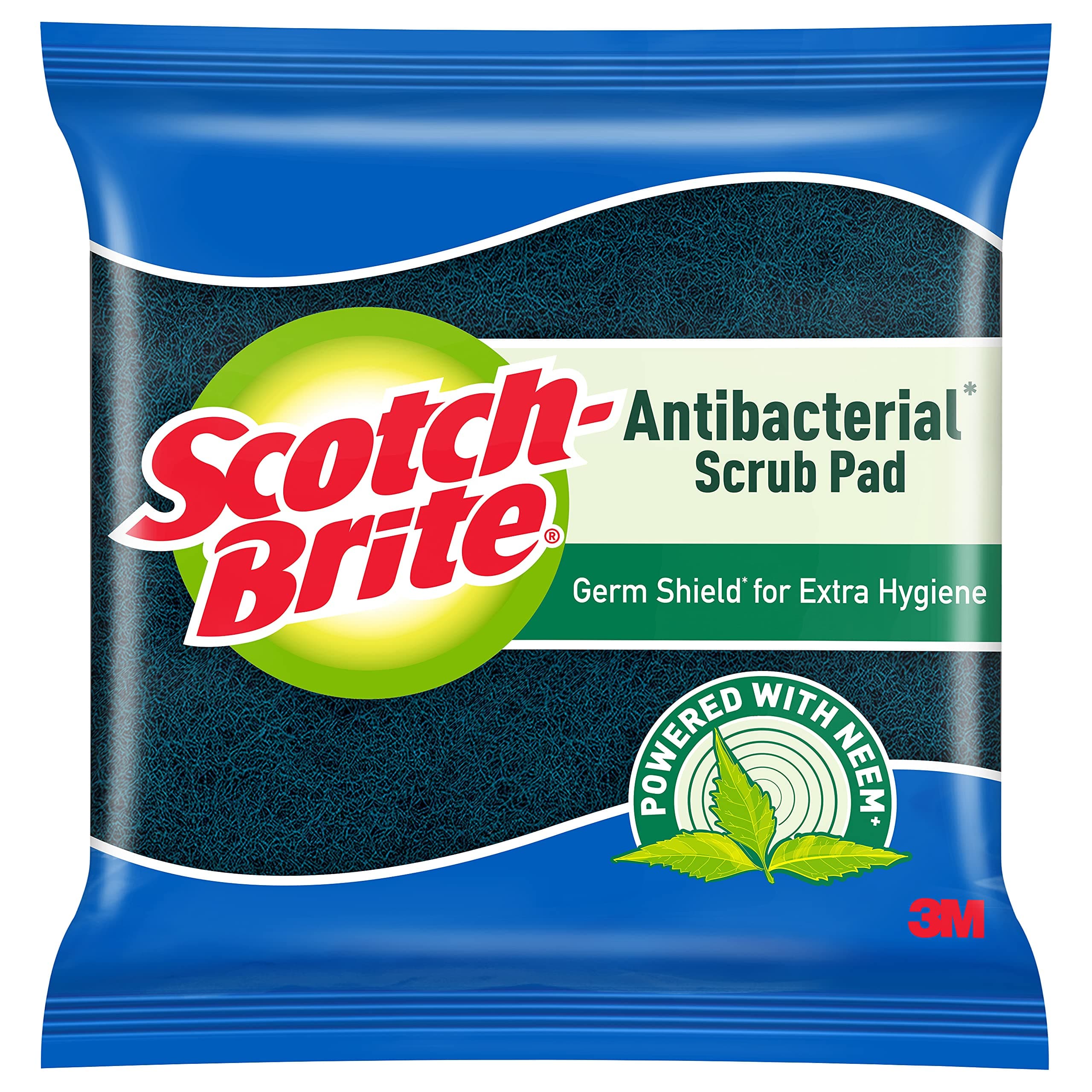Scotch-Brite Anti- Bacterial Scrub Pad, Neem Fragrance (Super Saver Pack of 5), Polyester