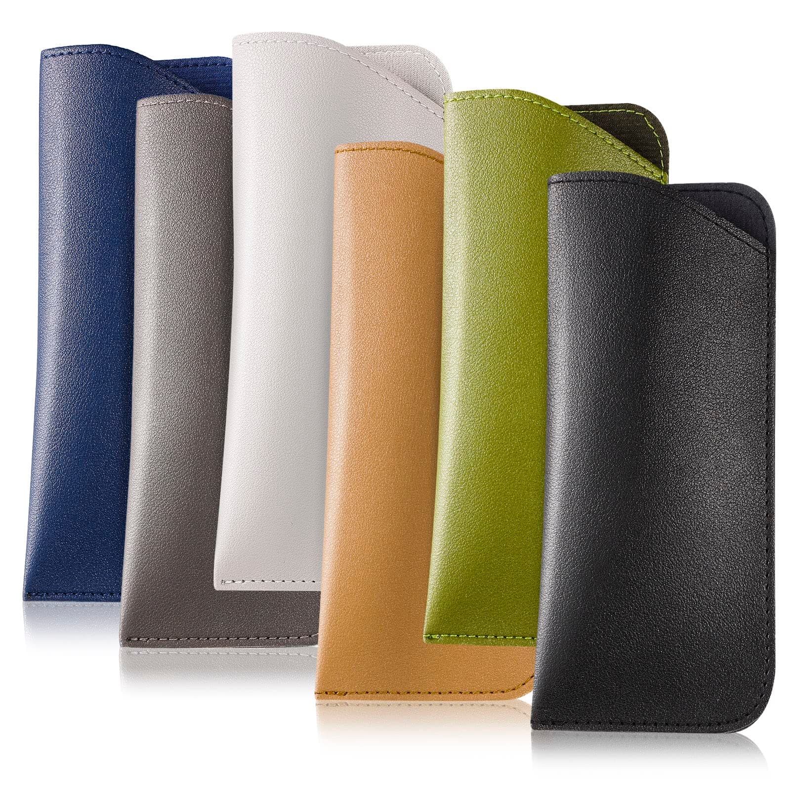 CREPUSCOLO 6 Pack Soft Sunglasses Cases, Leather Eyeglass Cases Glasses Pouch Travel Sunglasses Case for Women Men Kids
