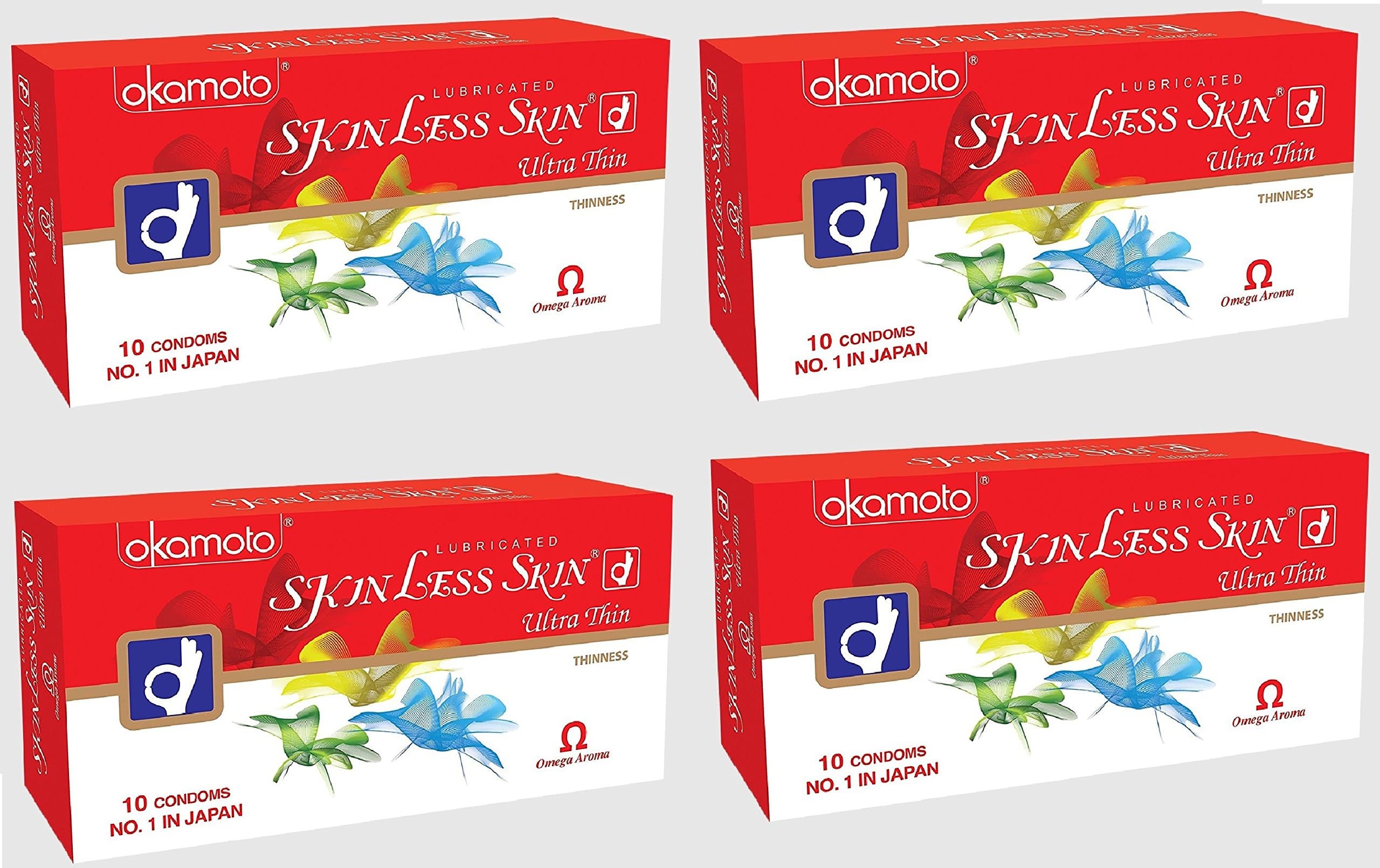 Okamoto Condoms For Men Skinless Skin Condom - No.1 in Japan (4 Packs, 10s) Ultrathin, Imported 40 by Japan