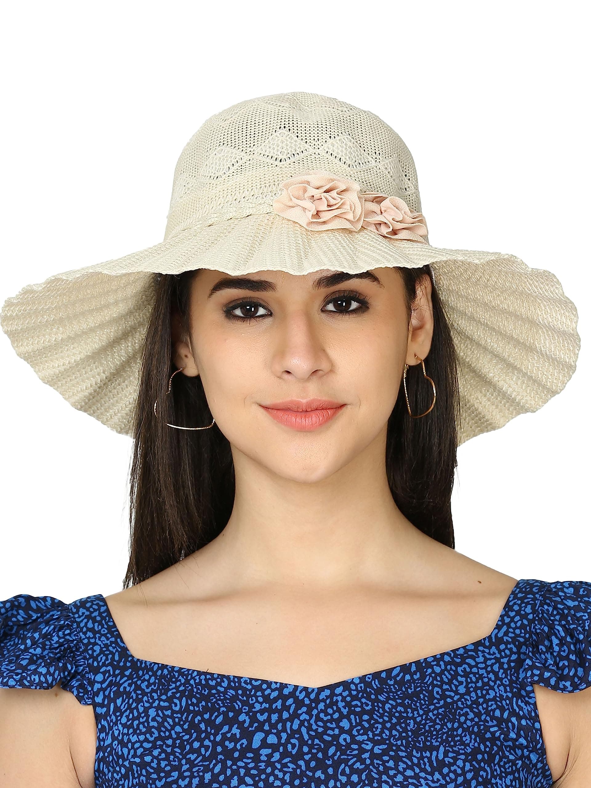 FabSeasons Long Brim Beach and Sun Hat/caps for Women & Girls