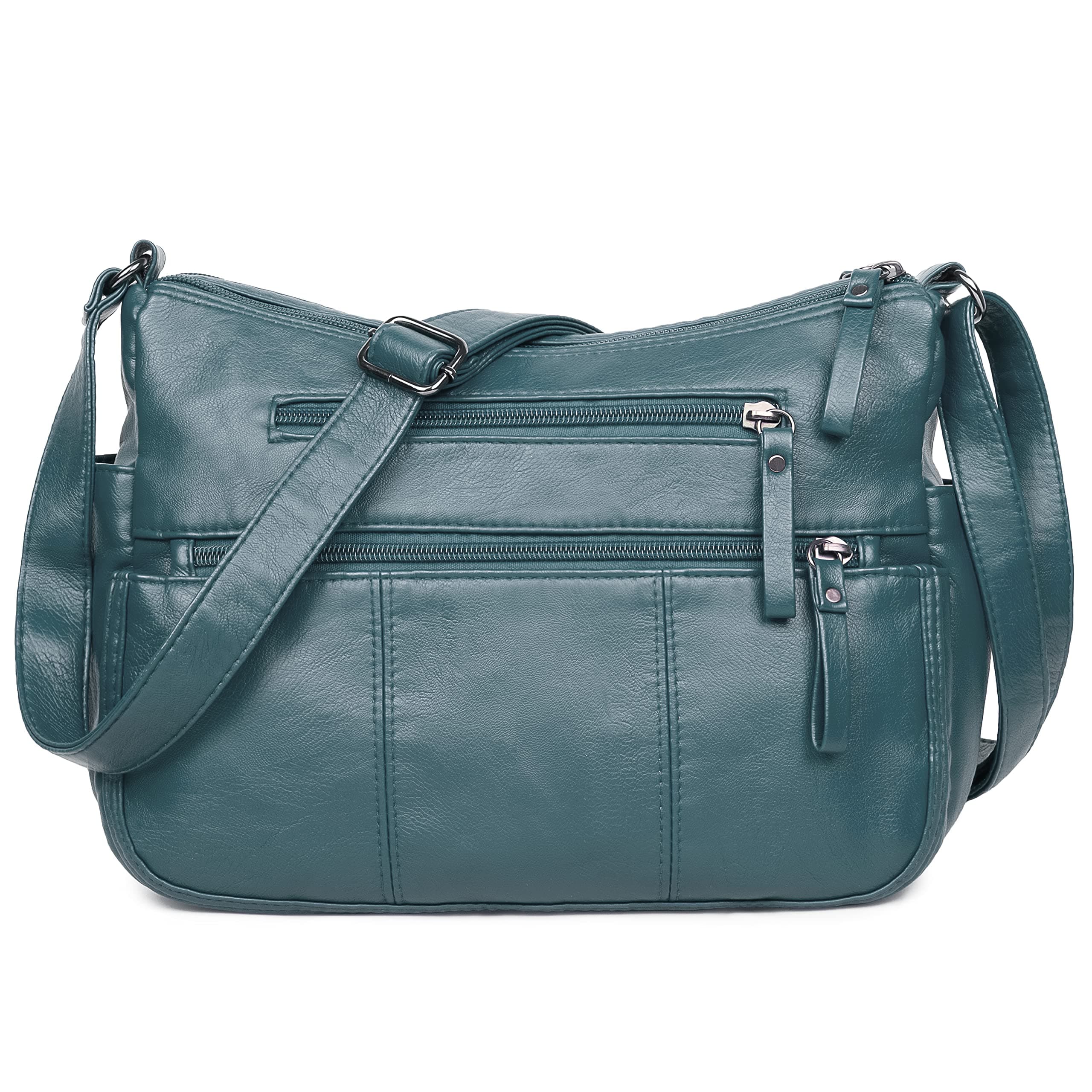 Volcanic Rock Women Crossbody Bag Pocketbooks Soft PU Leather Purses and Handbags Multi Pocket Shoulder Bag (Blue-11.8")