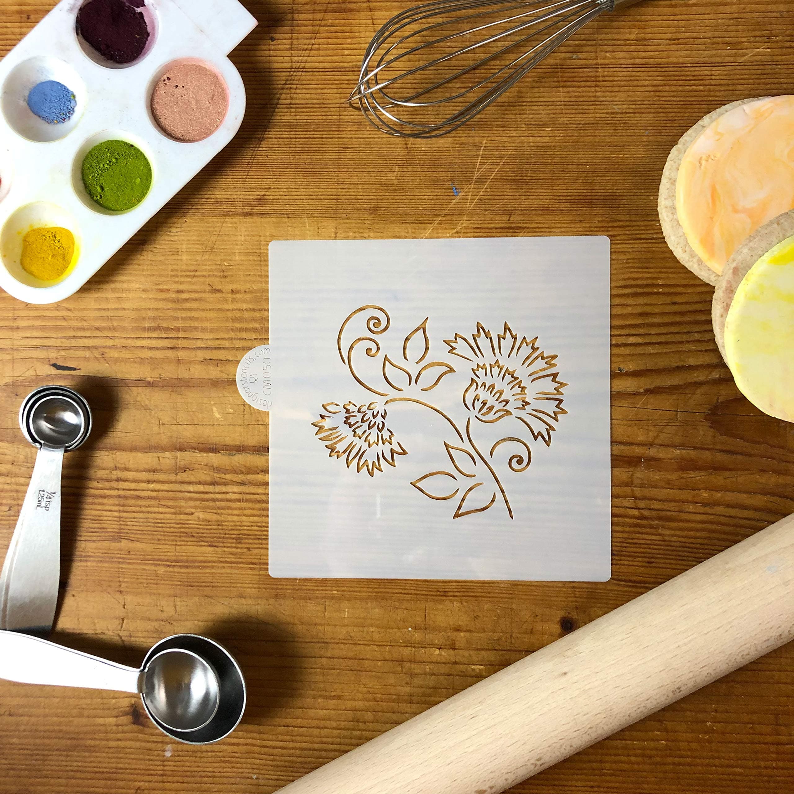 Brushstroke Thistle Flower Cookie and Craft Stencil CM050 by Designer Stencils