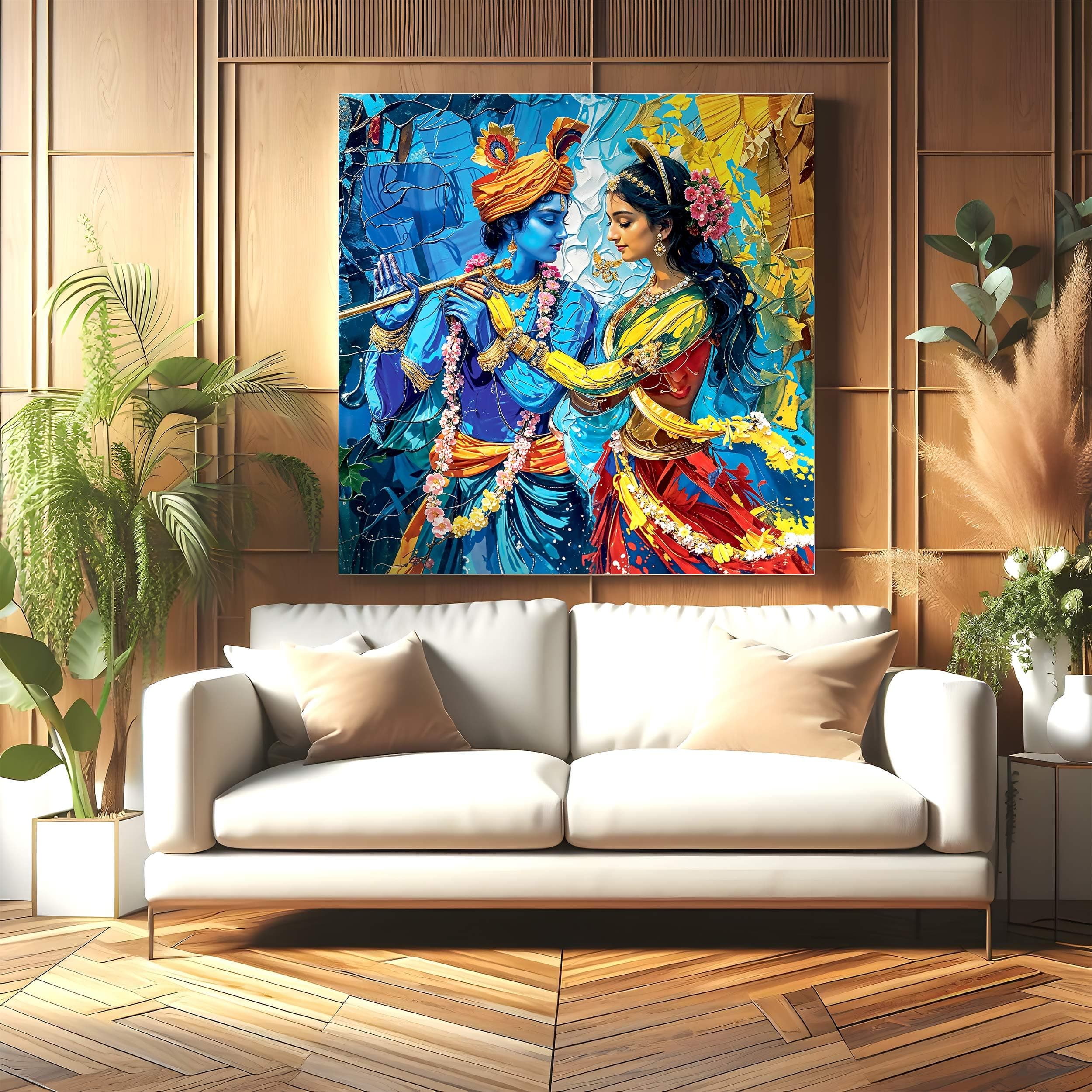 Indianara Indian Traditional Framed Canvas Painting | Wall Décor | Pooja Room | Bedroom | Living Room | Office | Hotel Interiors