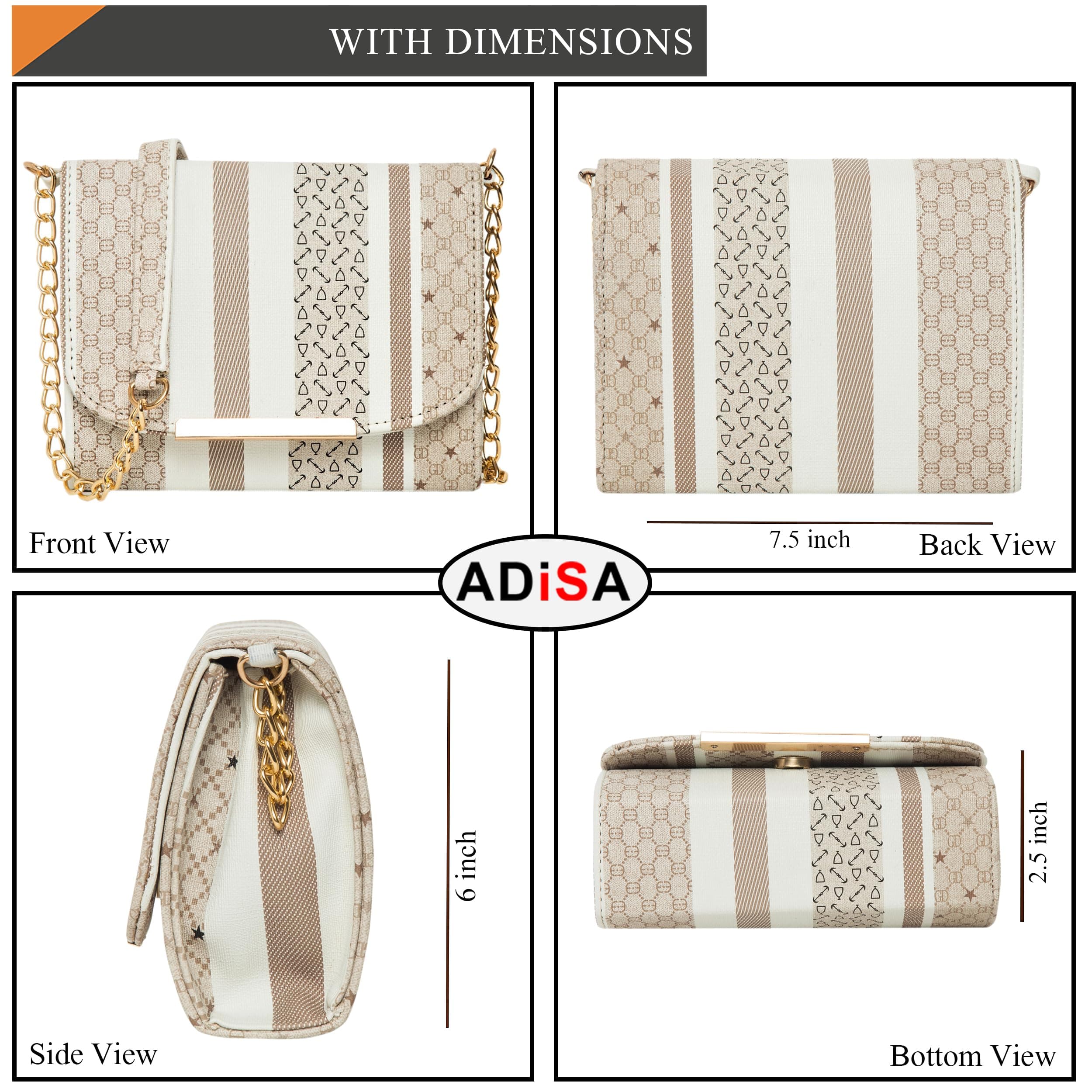 ADISA Women Girls Stripes Checks Cross Body Sling Bag