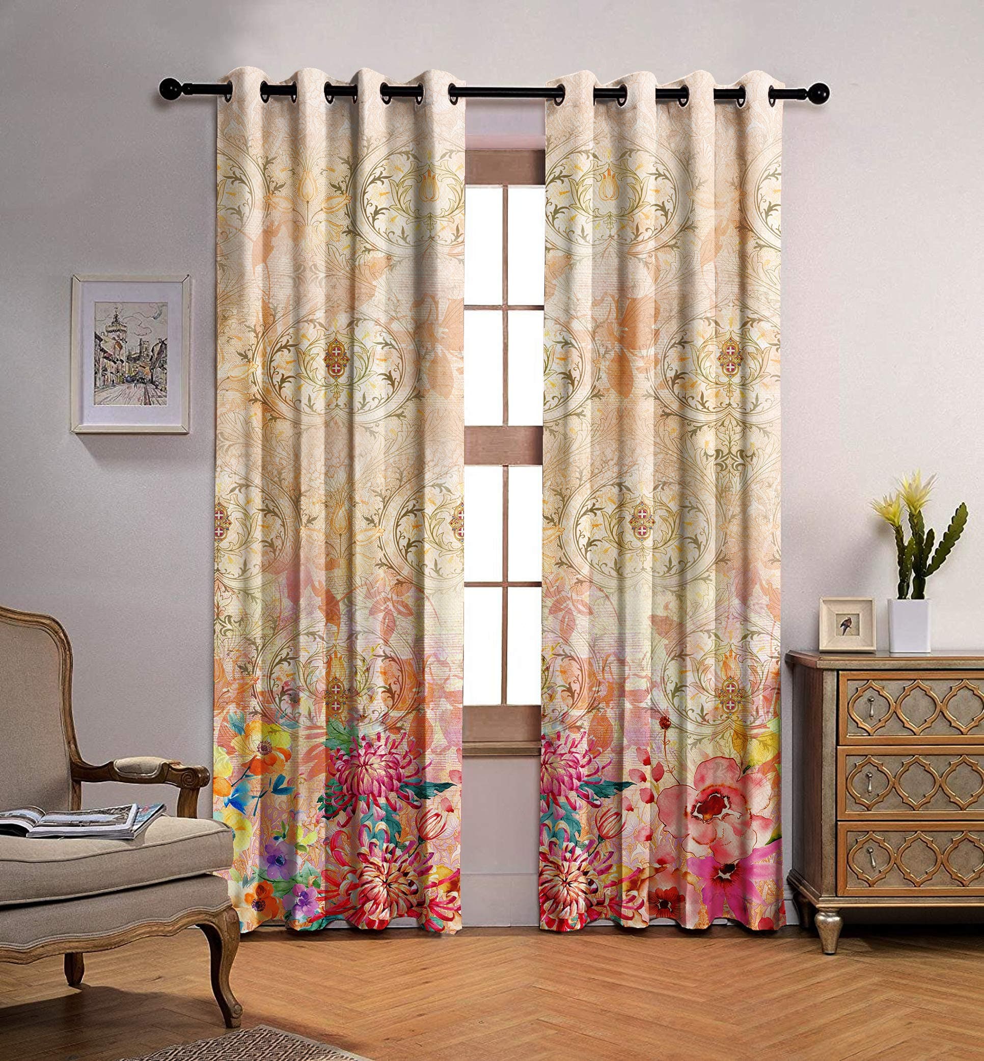 Ultimate Trends 270 GSM Premium Room Darkening Curtains with Tie Back and Diamond Eyelets Set of 2 Panels