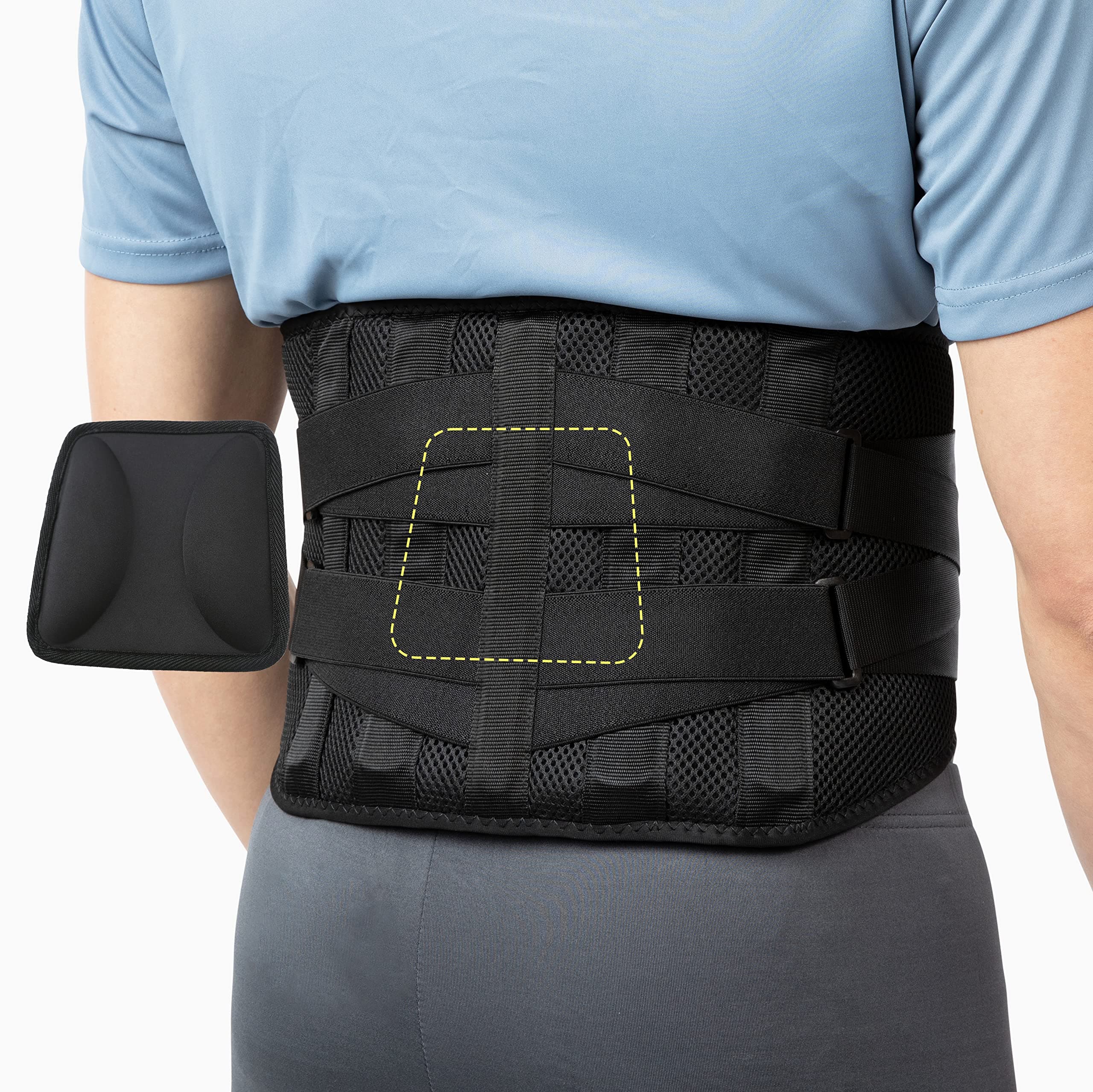 BraceUP Back Brace with lumbar Pad - Back Pain Relief for Men and Women, Lumbar Support Belt for Sciatica Pain, Heavy Lifting, Waist Support, Lower Back Brace (L/XL)