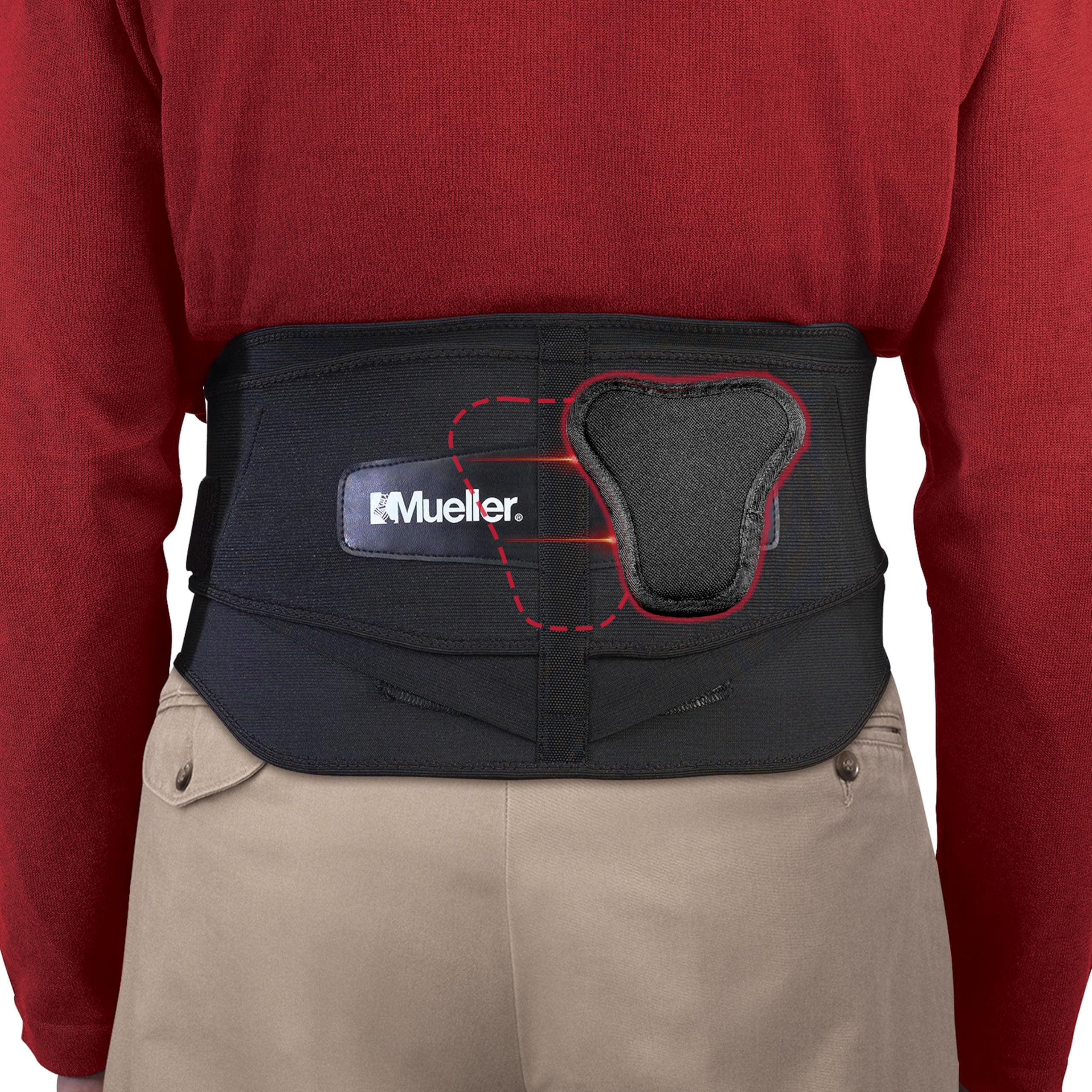 Mueller Adjustable Lumbar Back Brace, Black, Plus Size, 1-Count Package