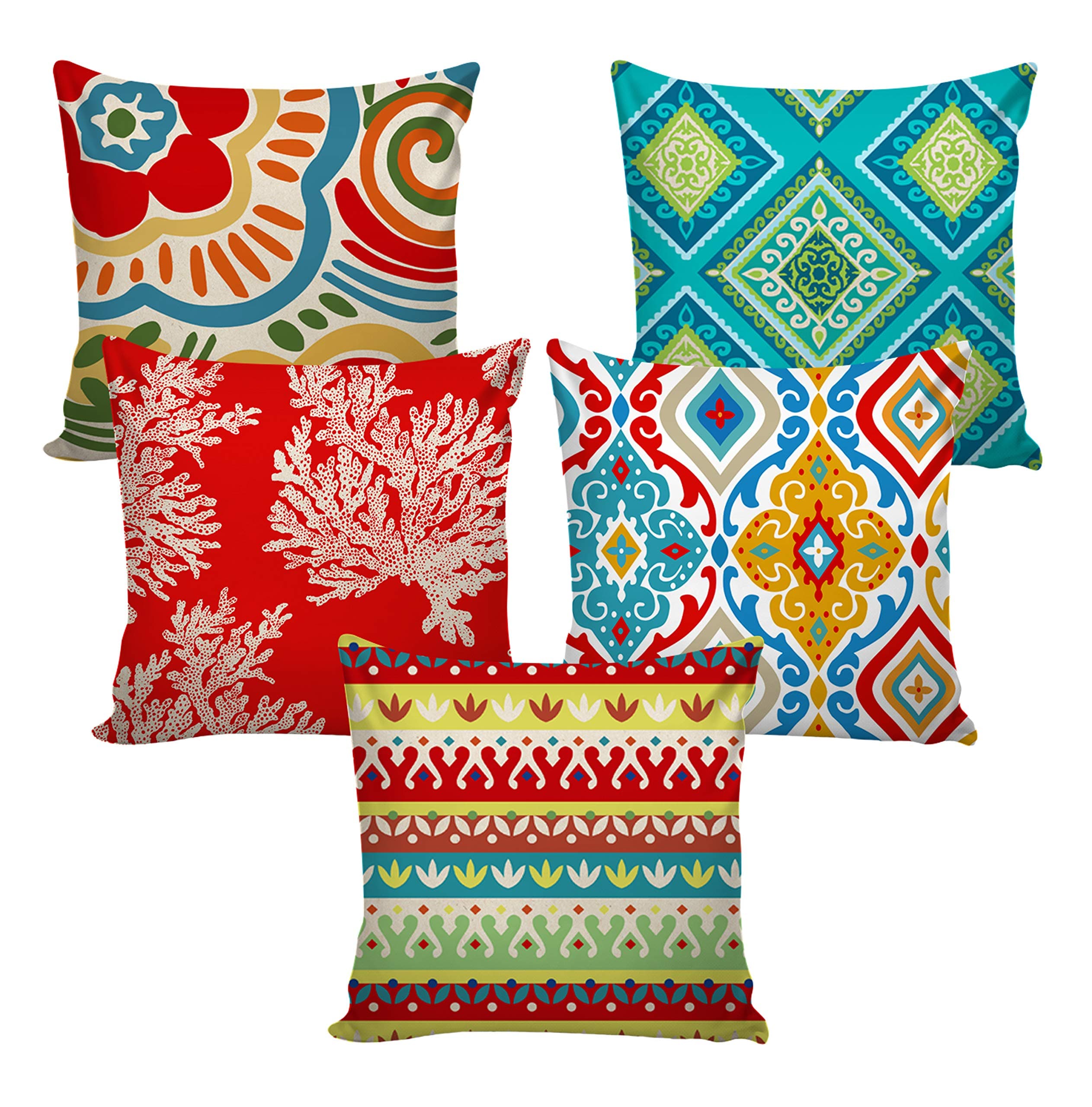 AEROHAVEN™ Set of 5 Decorative Hand Made Jute Throw/Pillow Cushion Covers - CC-173 -