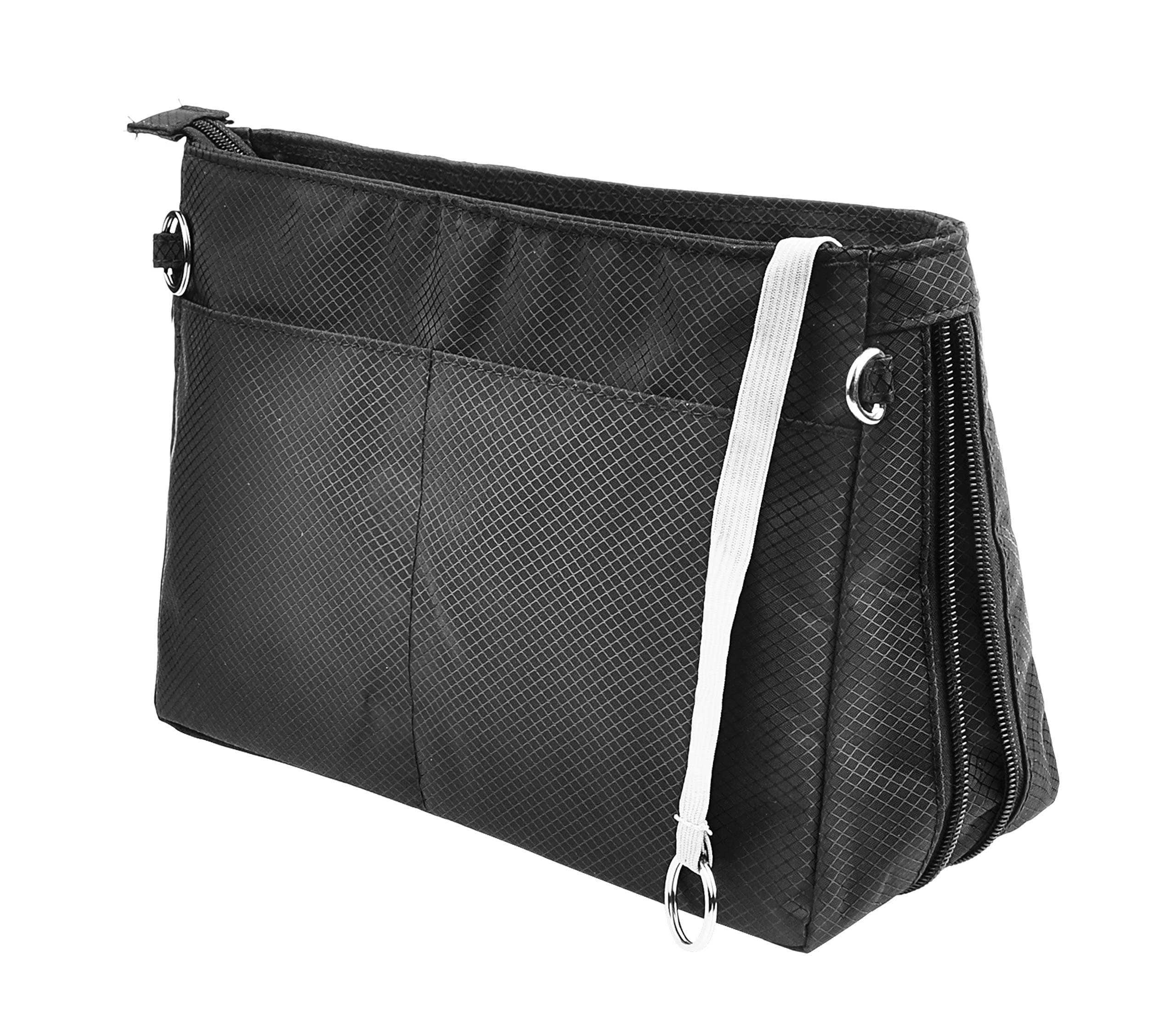 Vercord Expandable Nylon Handbag Purse Organizer Insert Liner Shaper Bag In Bag Black XLarge