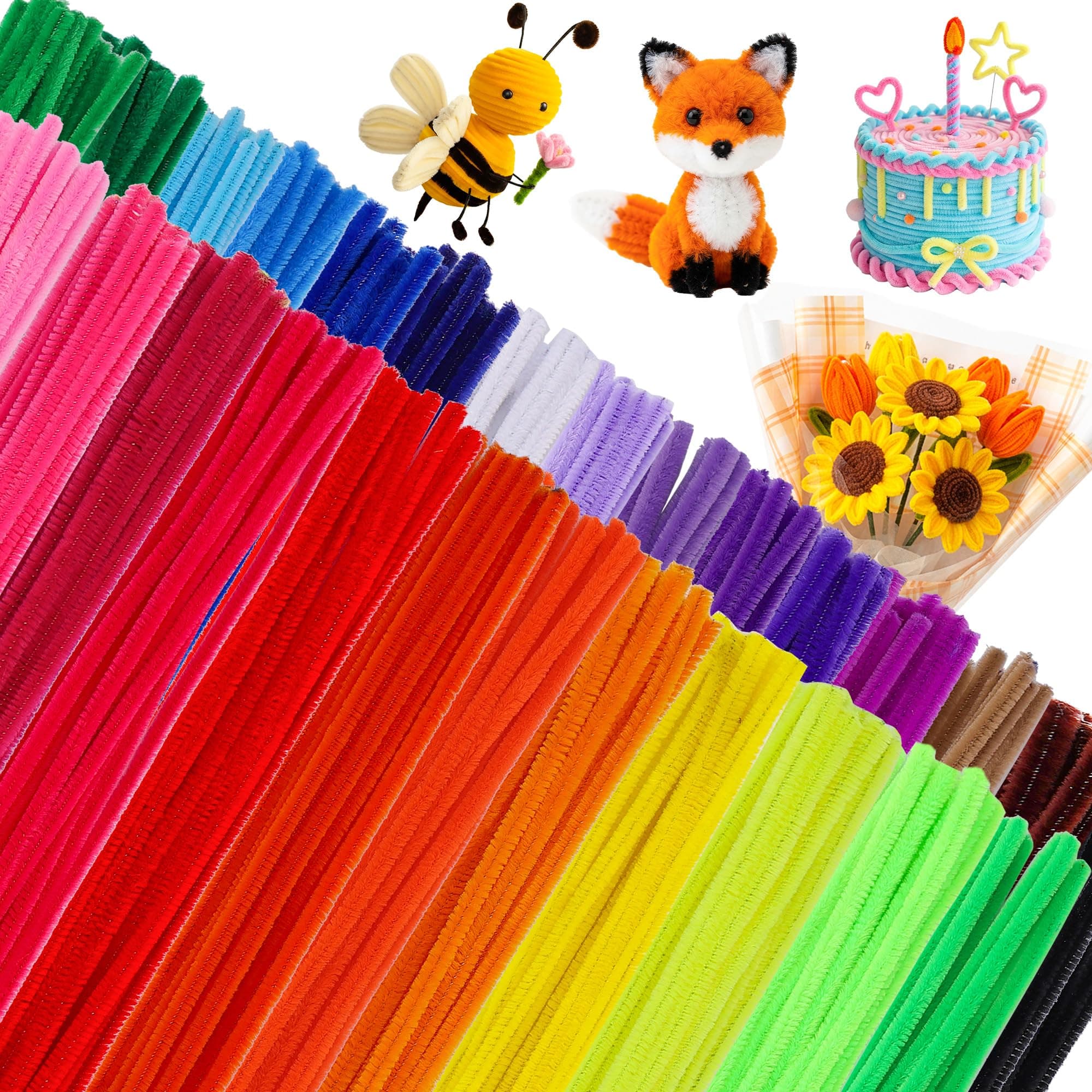 Caydo 324 Pieces Pipe Cleaners 27 Colors Chenille Stems for DIY Art Creative Crafts Decorations (6 mm x 12 Inch)