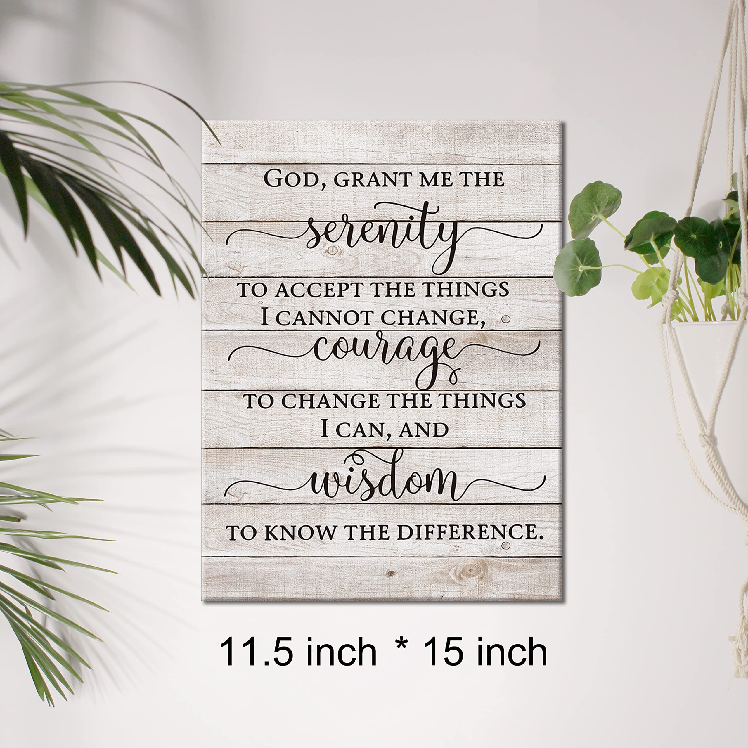 Inspirational Scripture Quote Canvas Wall Art the Serenity Prayer Canvas Print Positive Bible Poster Painting Wall Decor Framed Christian Gift 12x15 Inch