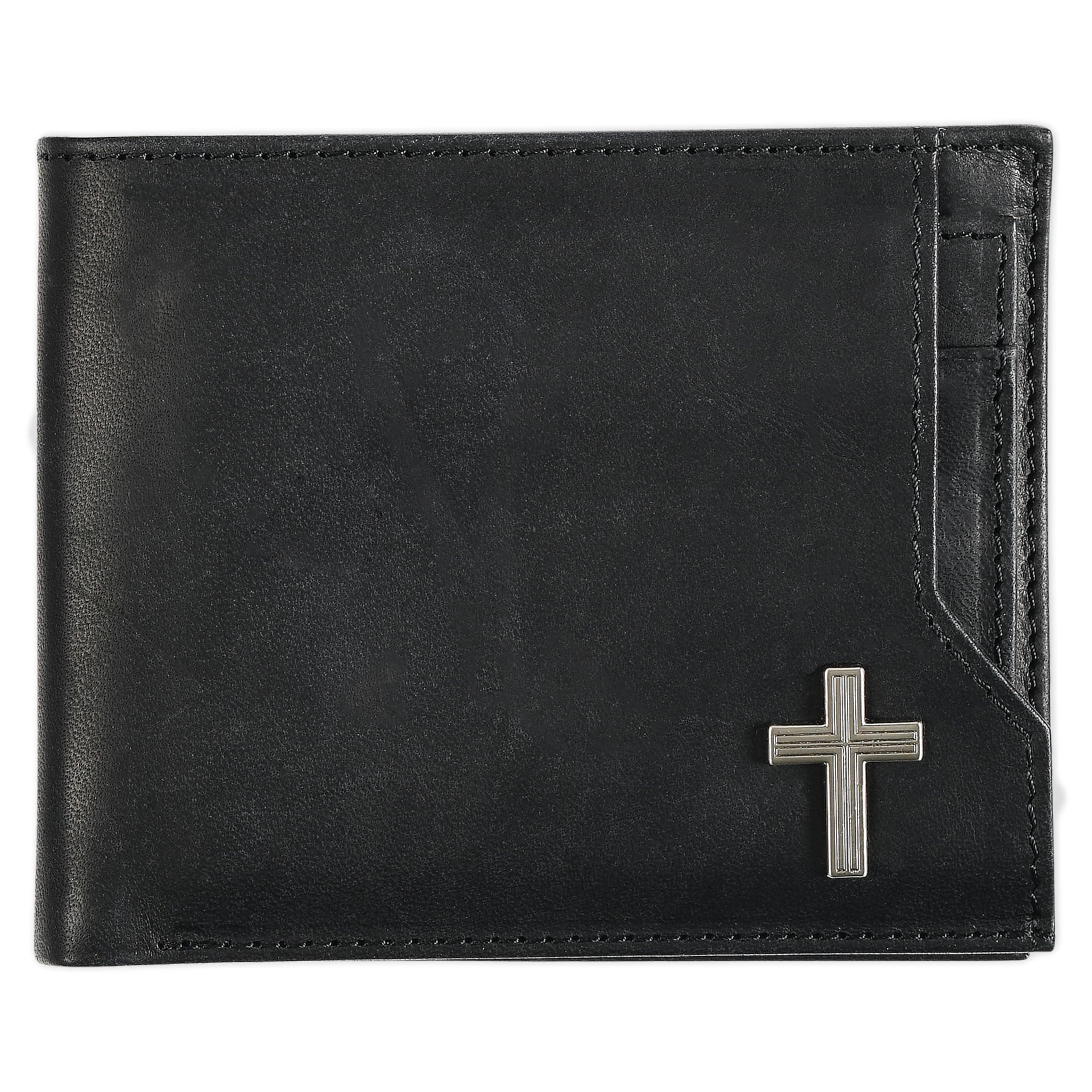 Christian Art Gifts Genuine Full Grain Leather RFID Blocking Scripture Wallets for Men, Bifold & Trifold Designs, Many Slots for Credit Cards, ID, Cash, Photos, Emblems or Debossed, Multiple Colors,