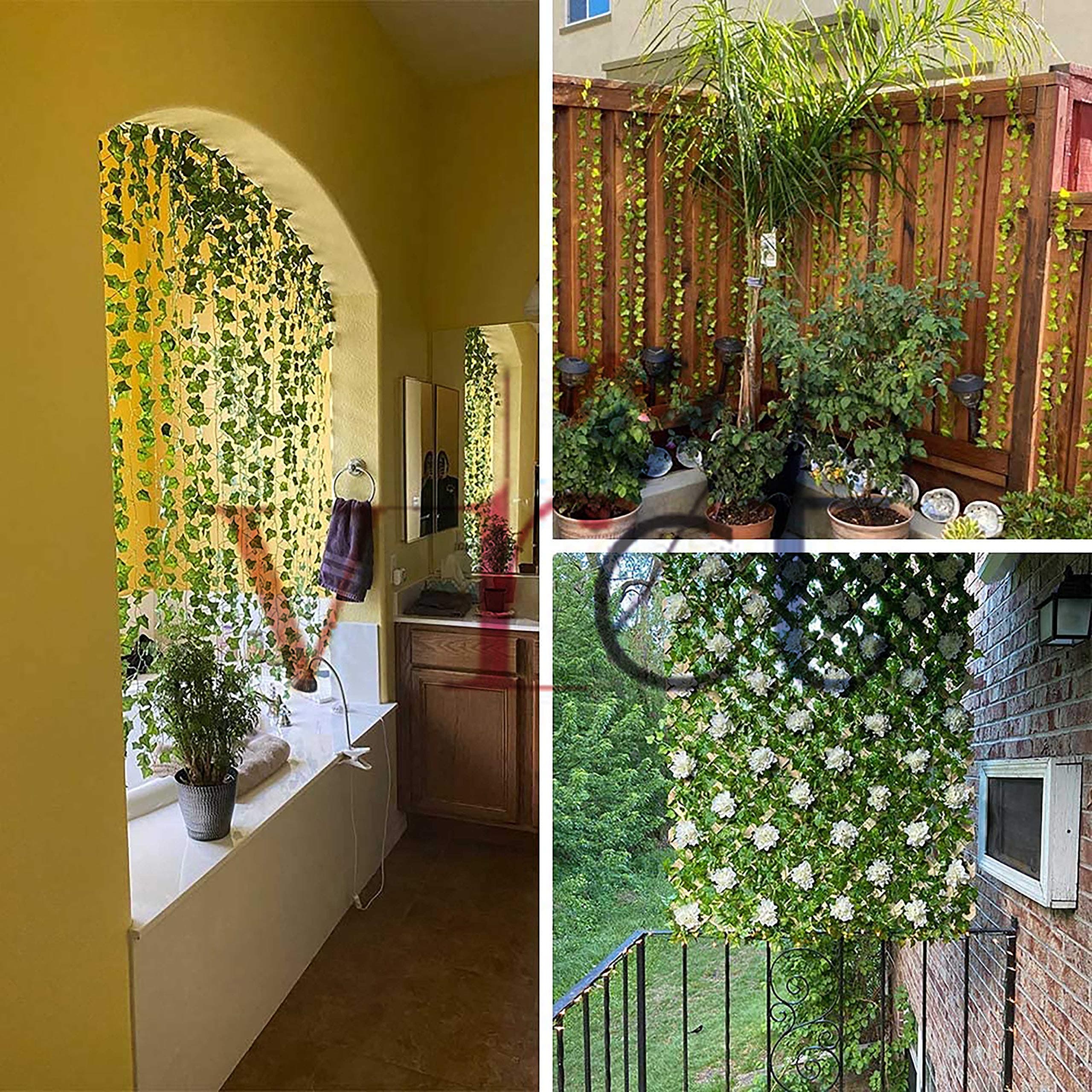 VRCT 24pcs 158 Feet Fake Ivy Leaves Fake Vines Artificial Ivy, Silk Ivy Garland Greenery Artificial Hanging Plants for Wedding Wall Decor, Party Room Decor