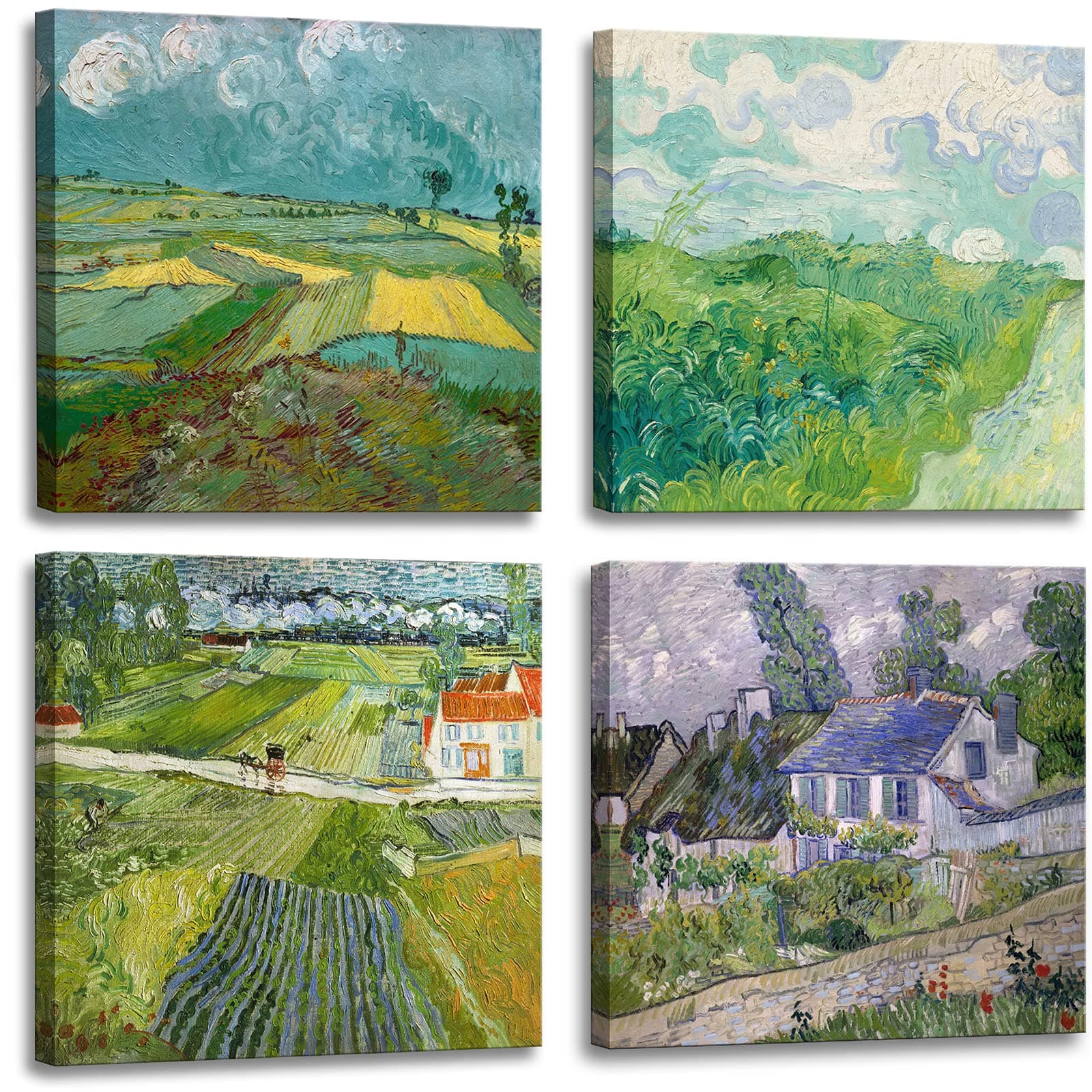 msspart 3 Panel Sunflower and Irises by Vincent Van Gogh Oil Paintings Reproduction Modern Floral Giclee Canvas Prints Artwork Flowers Pictures Canvas Wall Art for Bedroom Wall Decor
