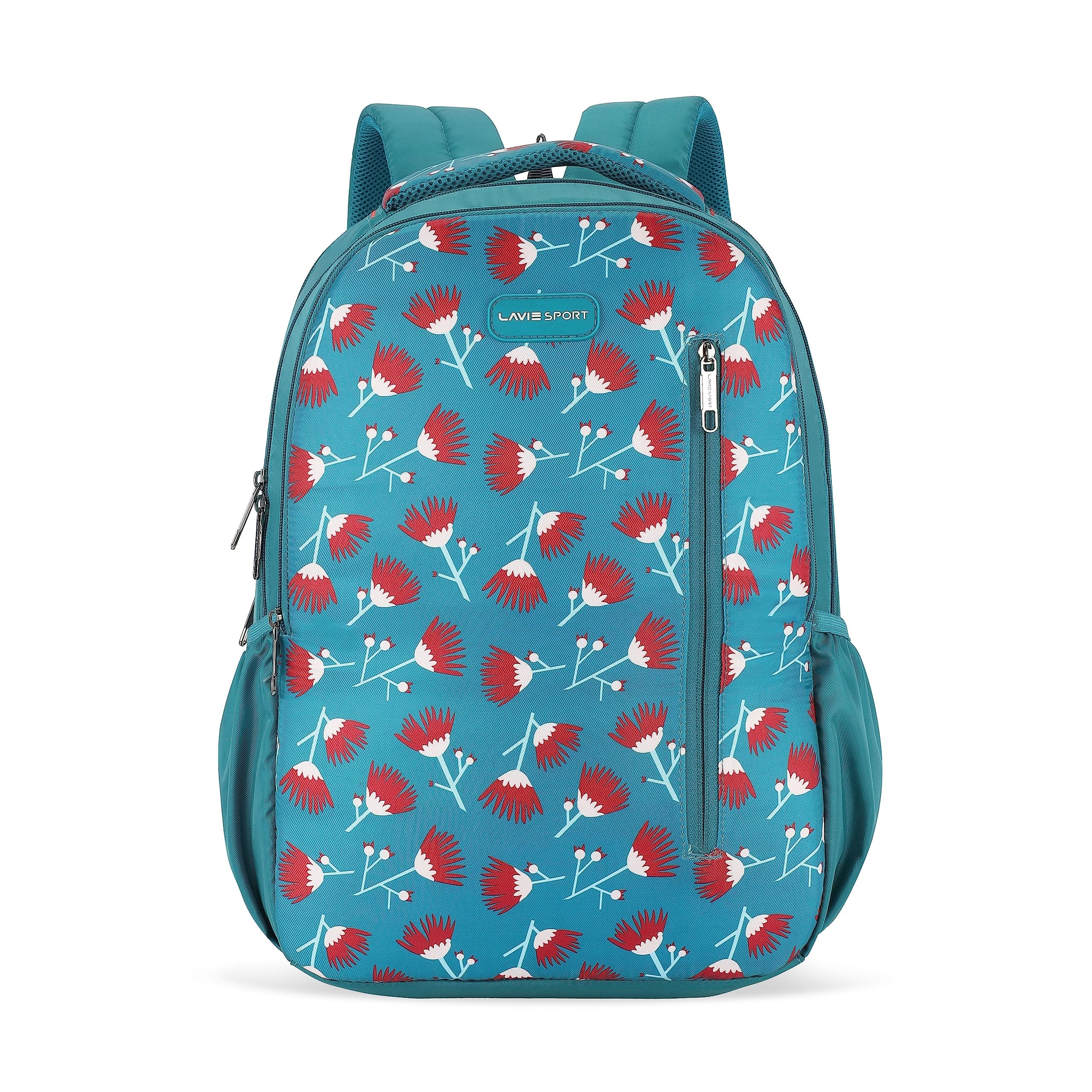 Lavie Sport Tinybloom 26L Floral Printed School Backpack for Girls (Teal)
