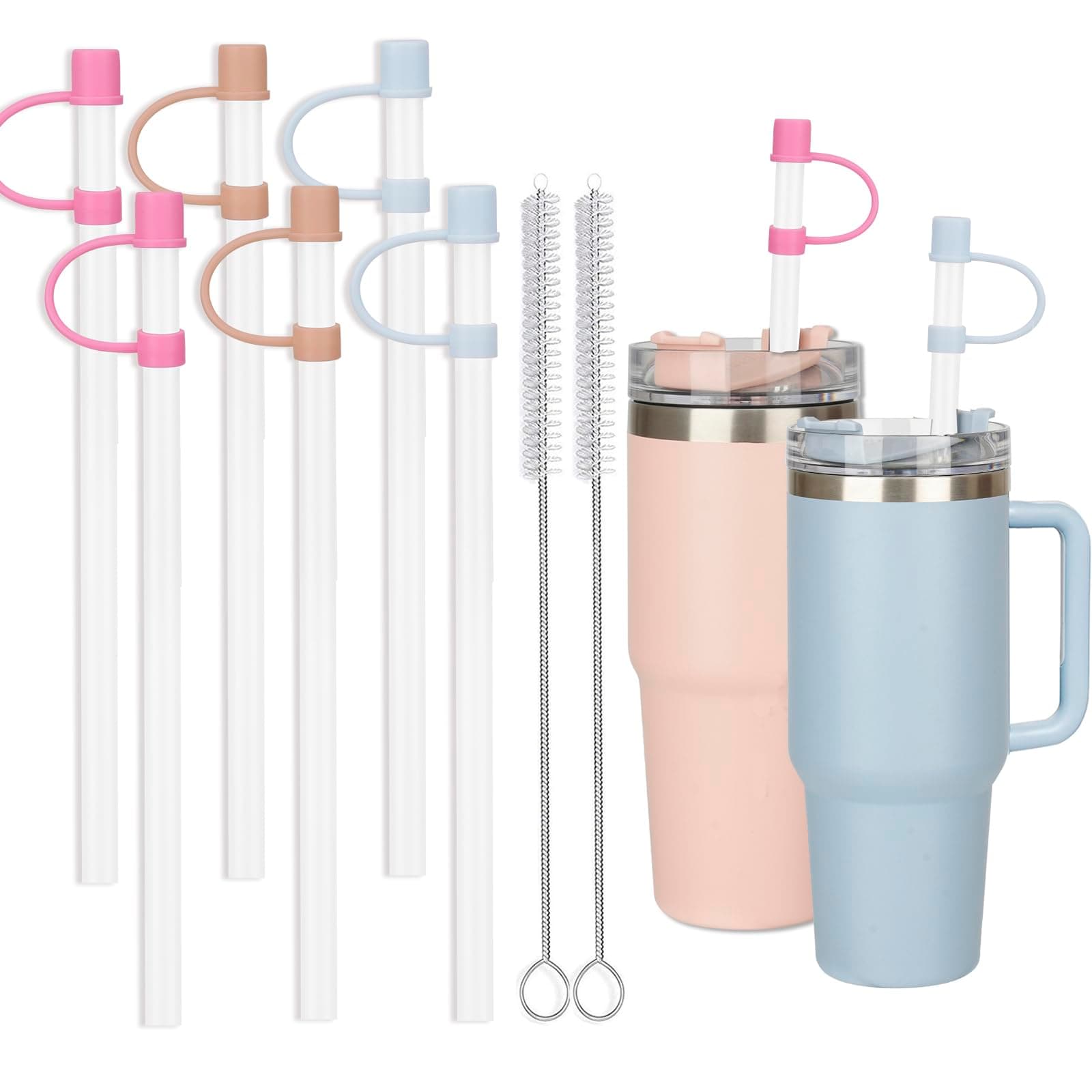 6 Straws with Cover Cap for Stanley 40oz Tumbler Replacement - Reusable Straw with Stopper Tips, Perfect for Stanley Cup with Handle H2.0, 14, 20, 30, 40oz Accessories