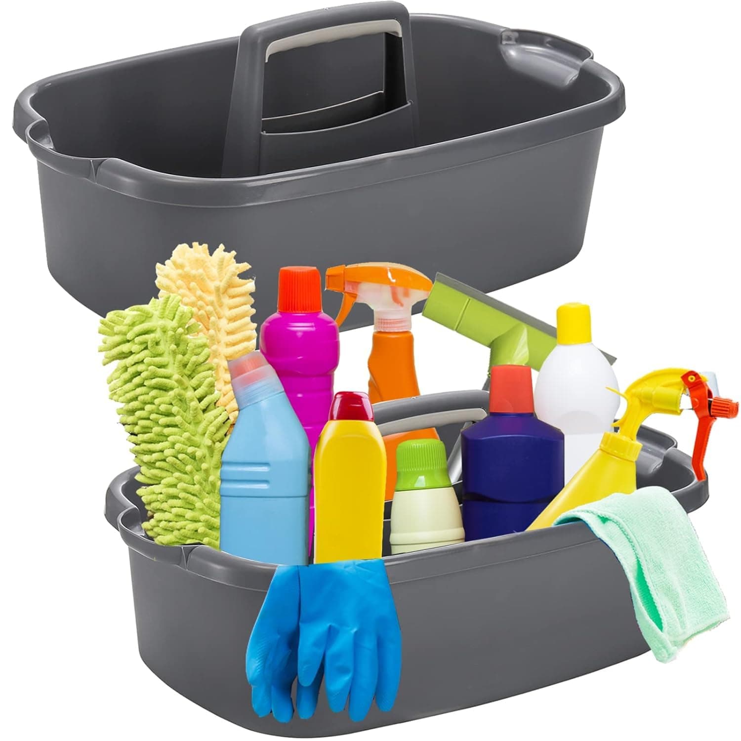 Jumix Cleaning Supplies Caddy, Large Plastic Cleaning Supply Organizer Bin with Handle, Cleaning Bucket Housekeeping Shower Tote Caddy Under Sink Tool Storage Basket for Dorm, Garden