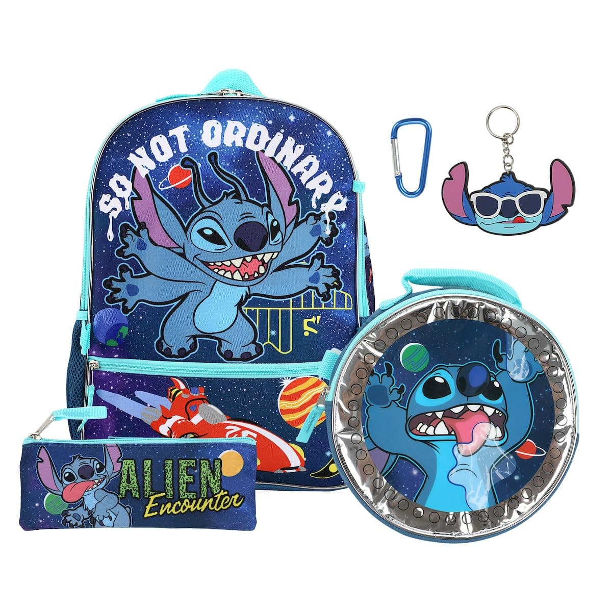 BIOWORLD Lilo & Stitch 5 Piece Backpack Set (Little Big Kid), Purple, One Size, Purple, One Size, Lilo & Stitch 5 Piece Backpack Set (Little Kid/Big Kid)